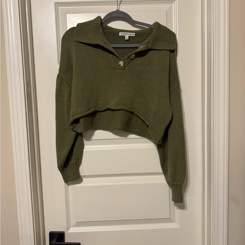 SHEIN Olive Knit Cropped Sweater